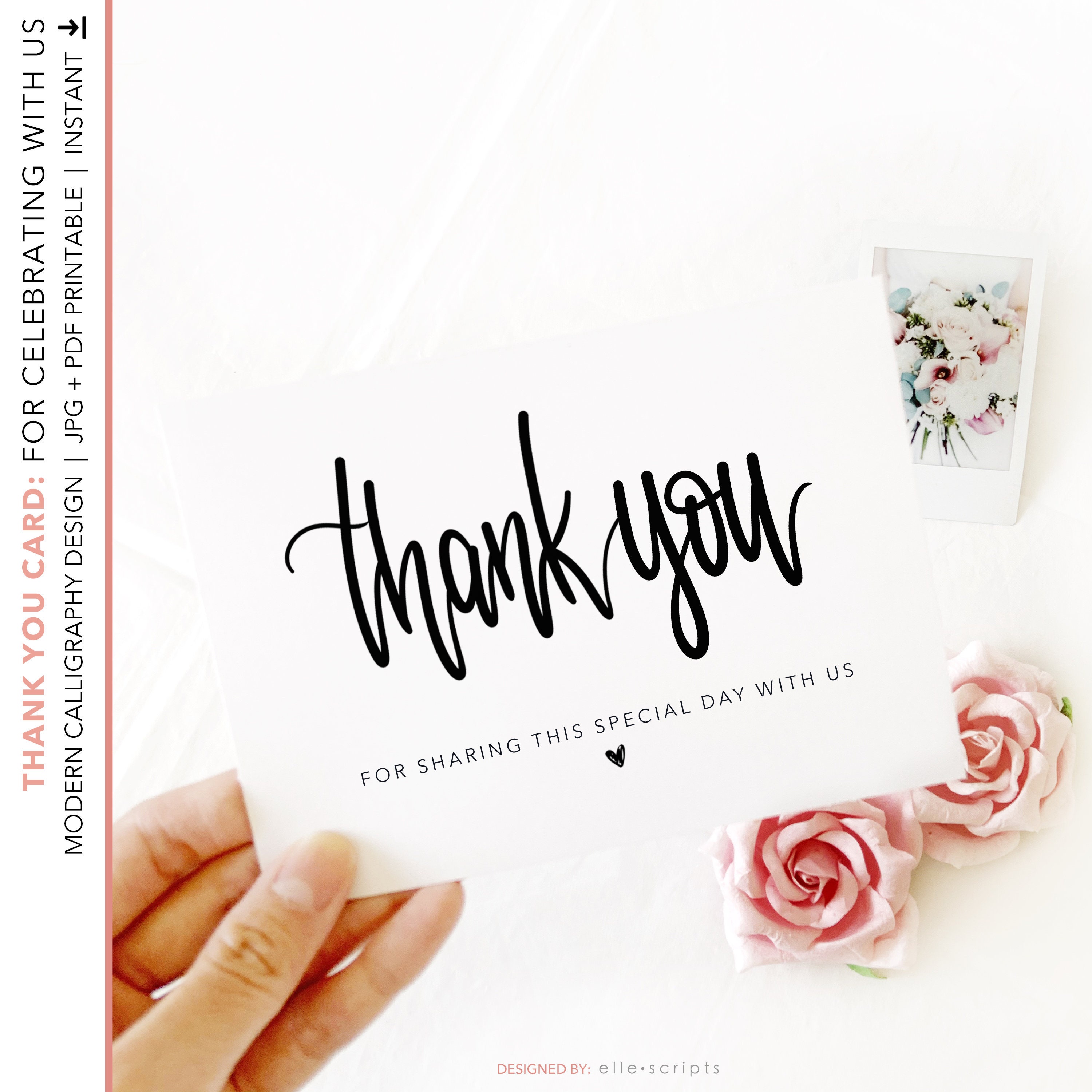 thank you card printable template pdf digital download etsy