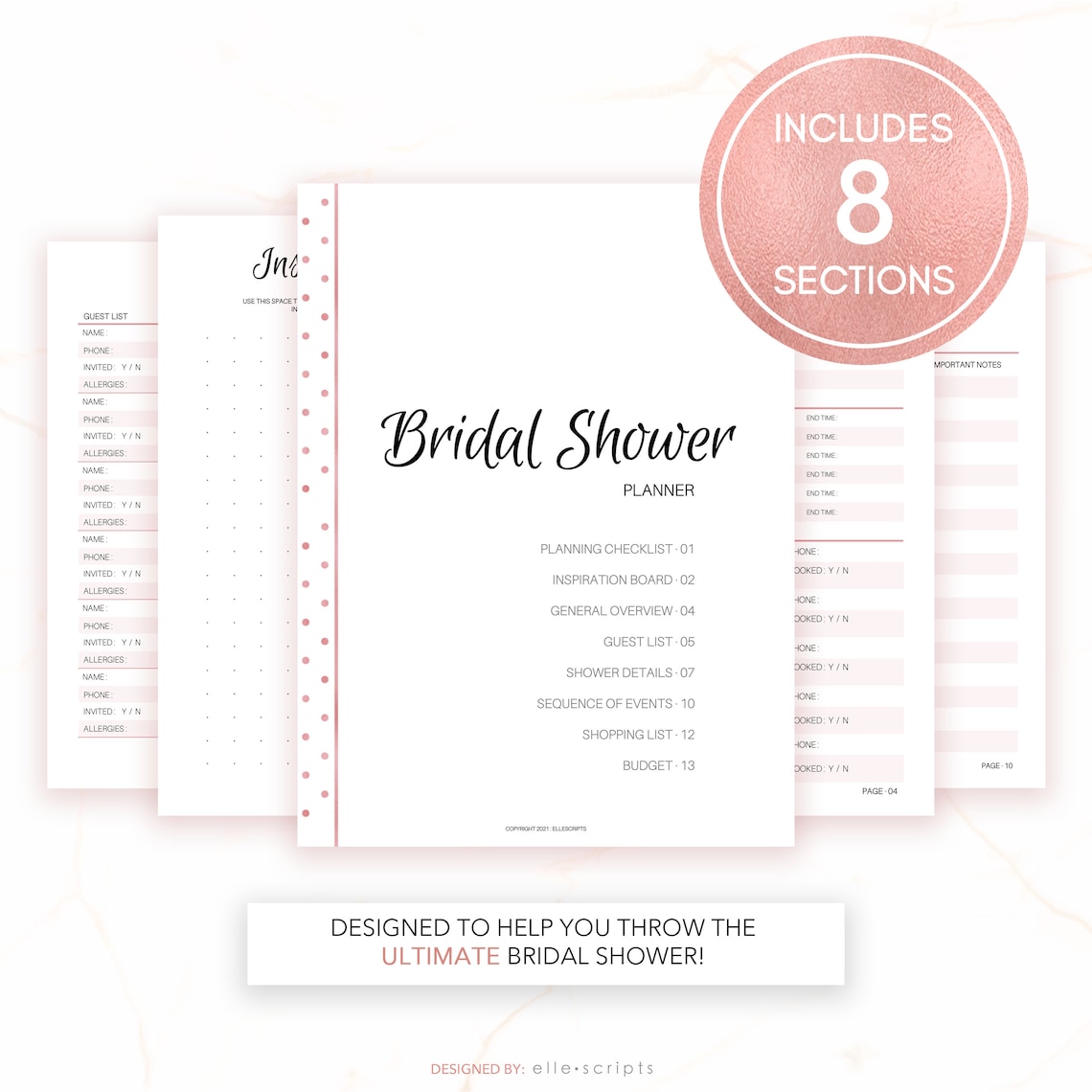 Bridal Shower Planner Printable Template Wedding Shower - Etsy
