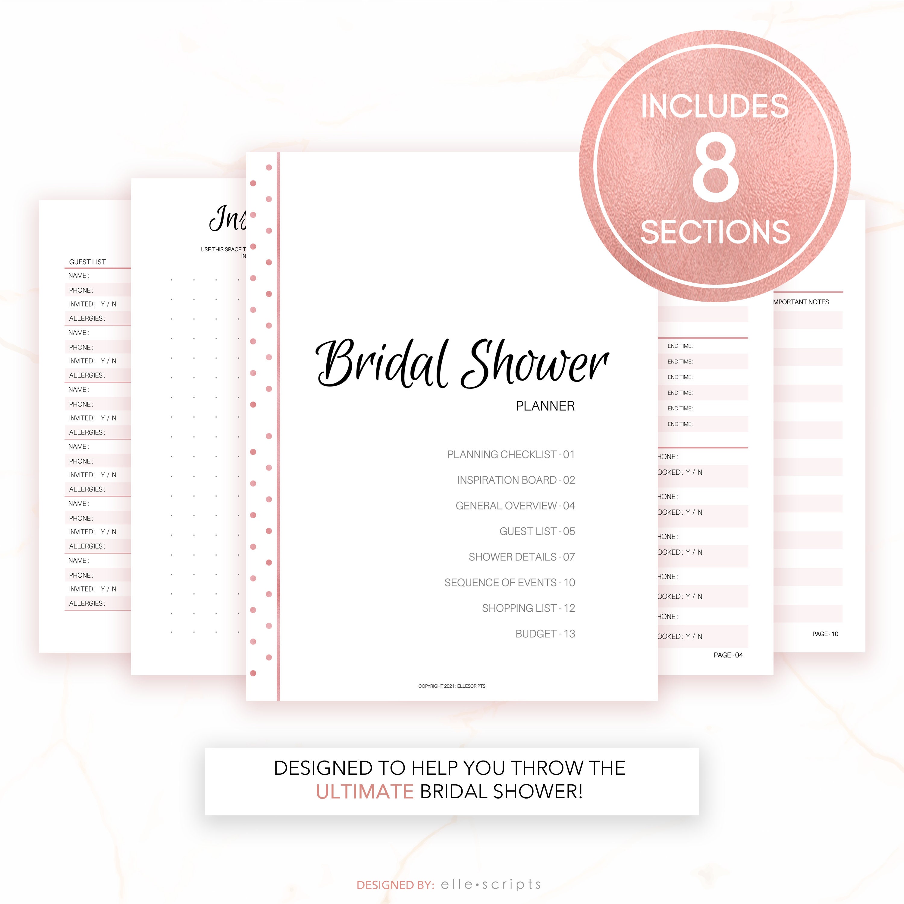 Bridal Shower Planner Printable Template Wedding Shower | Etsy