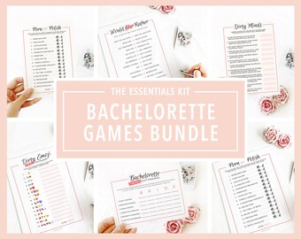 Bachelorette Party Games, Hen Game Bundle, Dirty Emoji Pictionary, Would She Rather, Dirty Minds, Porn or Polish, Bachelorette Scattergories