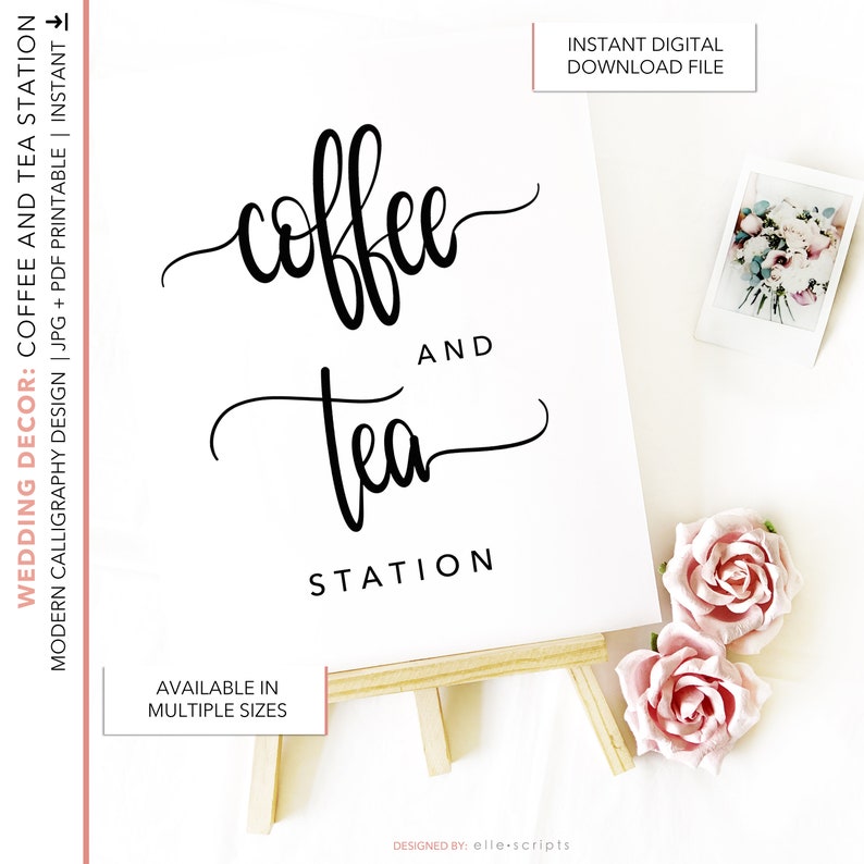 Coffee and Tea Station Wedding Sign Printable Template, Wedding Décor ...
