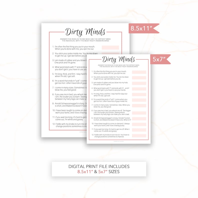 Naughty Bachelorette Party Game Printable Naughty Bridal - Etsy