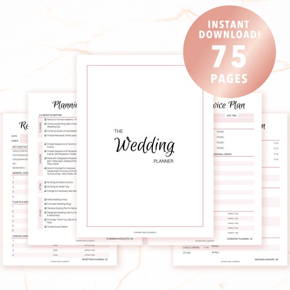 Wedding Planner Printable, Wedding Planning Book, Printable Wedding  Planner, Wedding Binder Template, Engagement Gift Ideas, PDF Download 