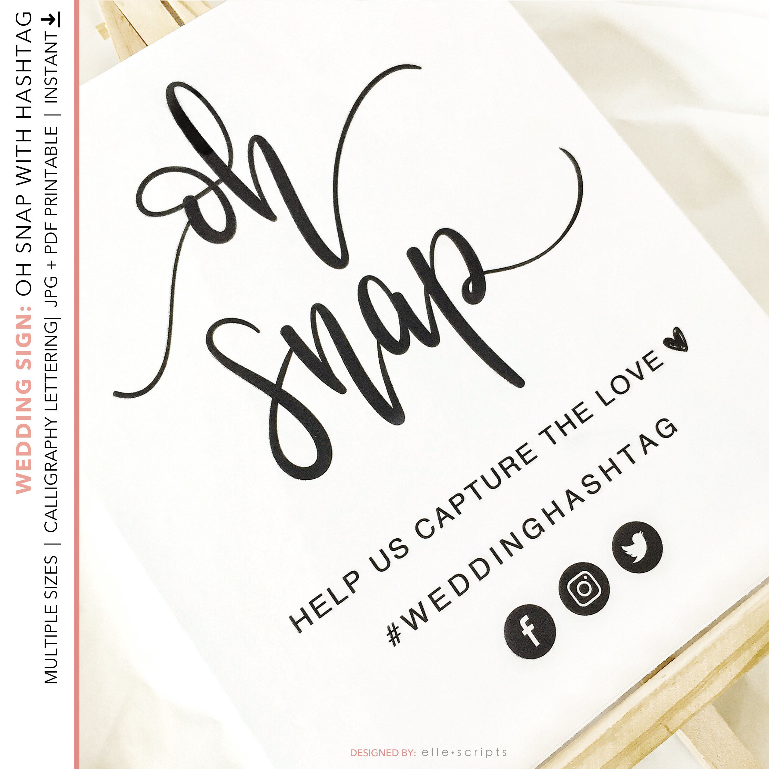 Oh Snap Wedding Printable Sign | Wedding Décor | Oh Snap Sign | Hashtag ...