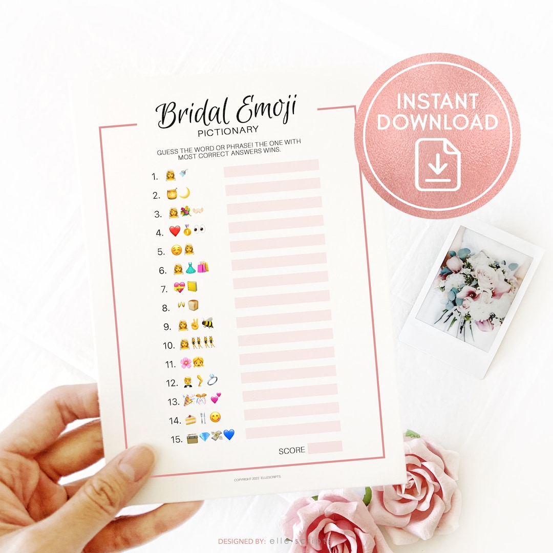 Bridal Emoji Pictionary Wedding Party Game Printable, Bridal Shower ...