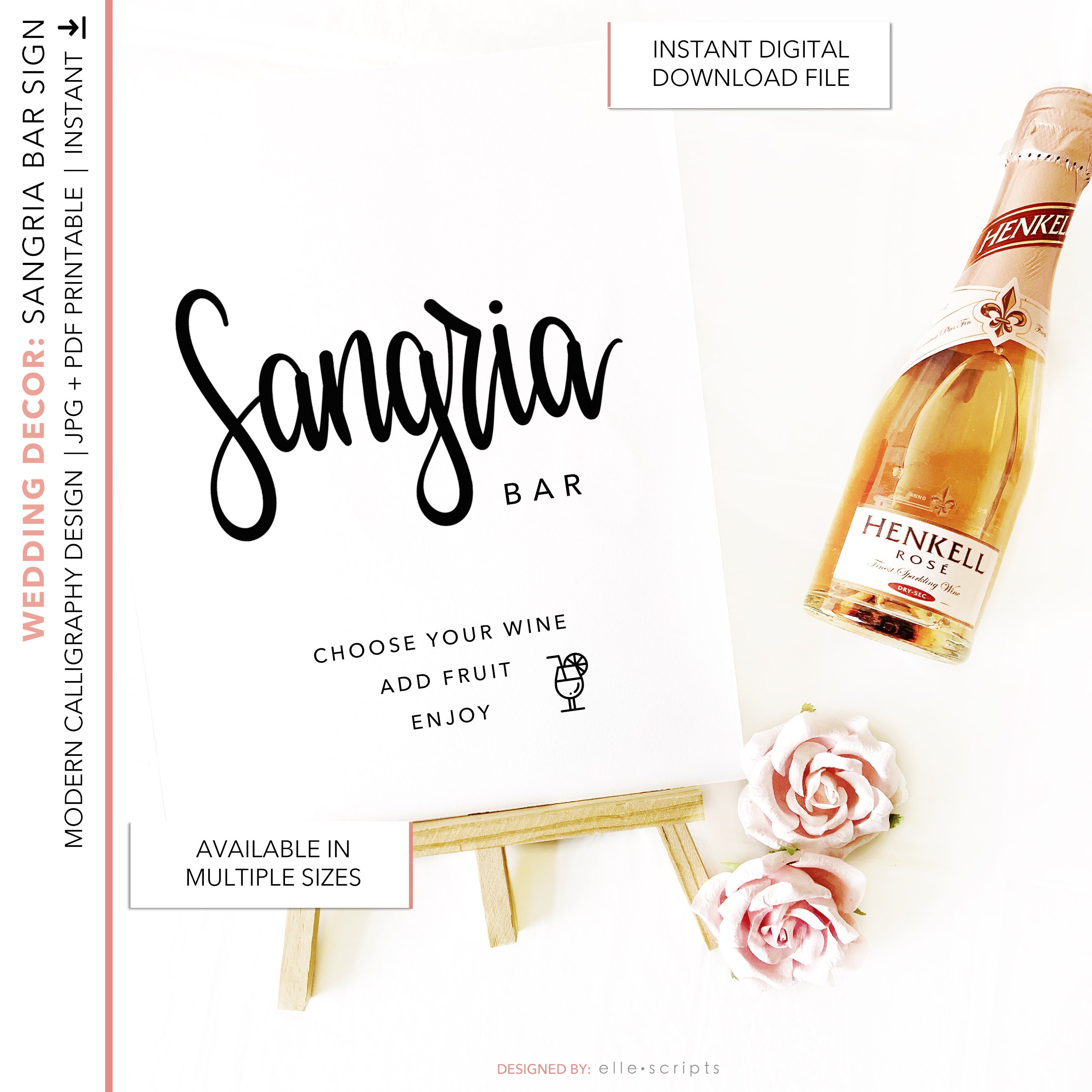Sangria Bar Wedding Sign Printable Template Wedding Décor - Etsy