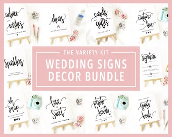 Wedding Signs Bundle Printable Template, Wedding Decor Signs Bundle, Wedding Sign Template, Wedding Signs Printable, PDF Instant Download,