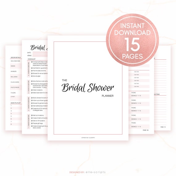 Bridal Shower Planner Printable Template, Wedding Shower Planner Printable Template, Maid of Honor Planner Checklist Kit,Bridesmaids Planner