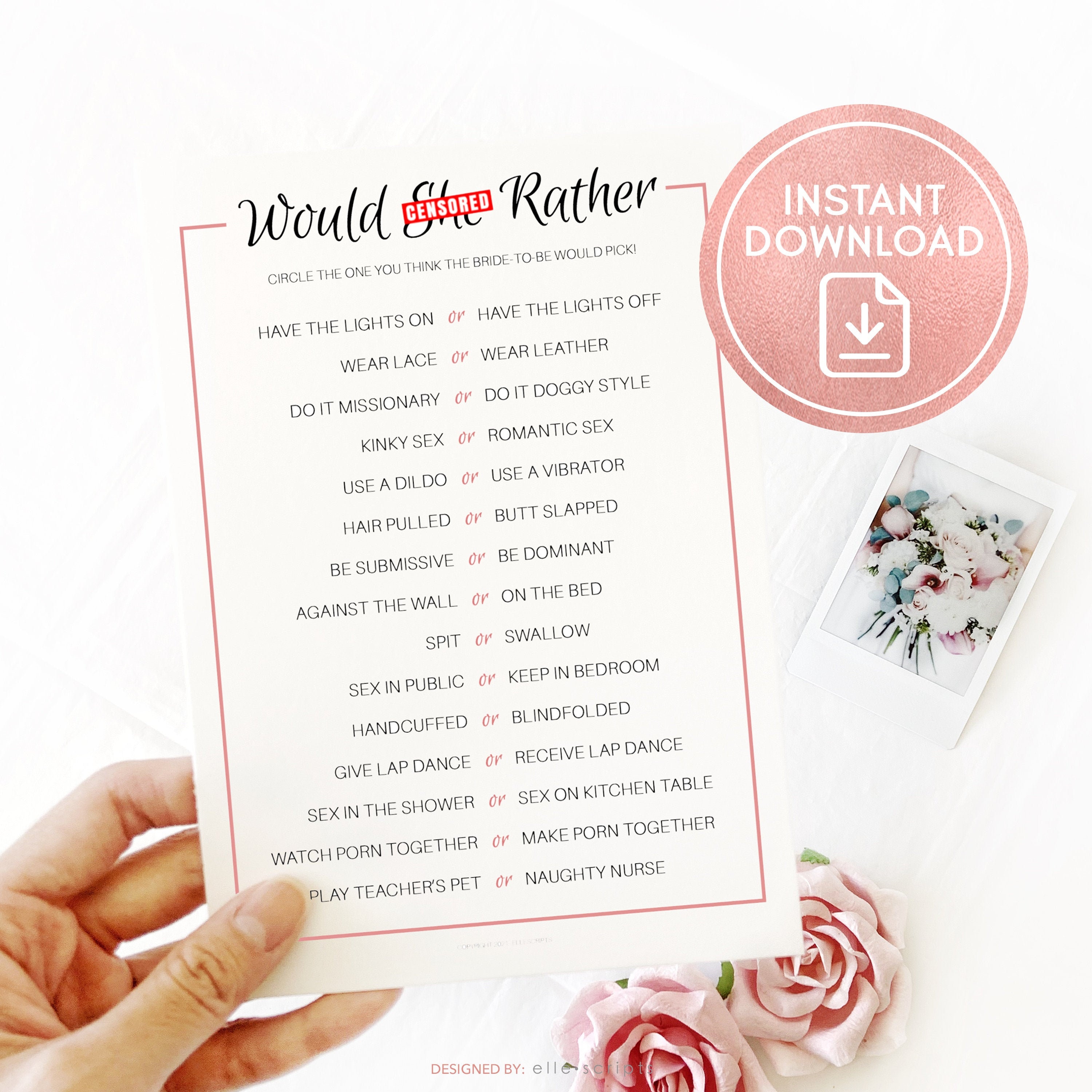 Would She Rather Bridal Shower Game Instant Download Dirty Etsy Canada