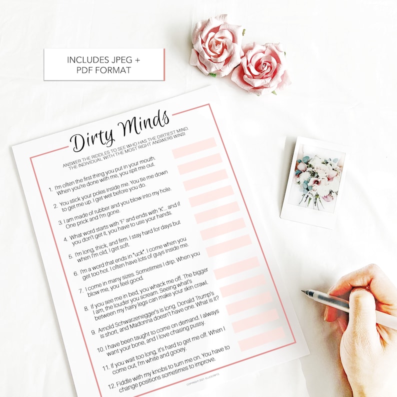 Naughty Bachelorette Party Game Printable Naughty Bridal Etsy
