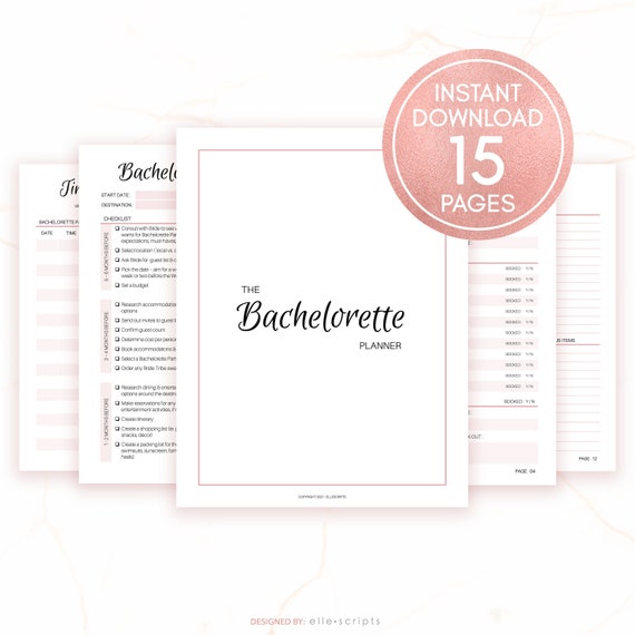 Bachelorette Party Planning Template, Hen Party Planner Printable, Planning Checklist, Maid of Honor Planner, Wedding Planner Printable PDF