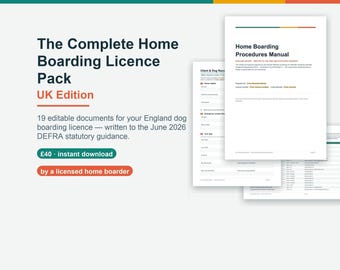 Paket med licenser för hundpensionat i Storbritannien | DEFRA 2026 redigerbara mallar (Word) | England