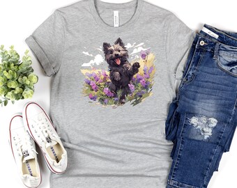 Cute Cairn Terrier Wildflower Tee, Cairn Terrier Puppy, Wizard of Oz Shirt, Toto Shirt