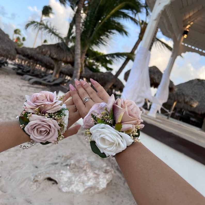 Dusty Rose Boutonniere, Boutonniere for men, Wrist corsage, wedding corsage, Prom flower, mother of the bride corsage, grooms boutonniere image 3