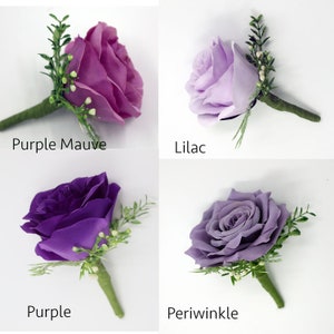 Purple Boutonniere, Lilac, Mauve, Periwinkle Boutonniere for wedding, buttonhole, boutonniere for men, Groom & Groomsmen,  prom, silk