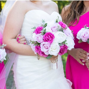 Pink wedding Bouquet, Blush Bridal Bouquet, Bridesmaids bouquet,  Artificial Wedding Flowers, Custom Bouquet Order, Bouquet Package