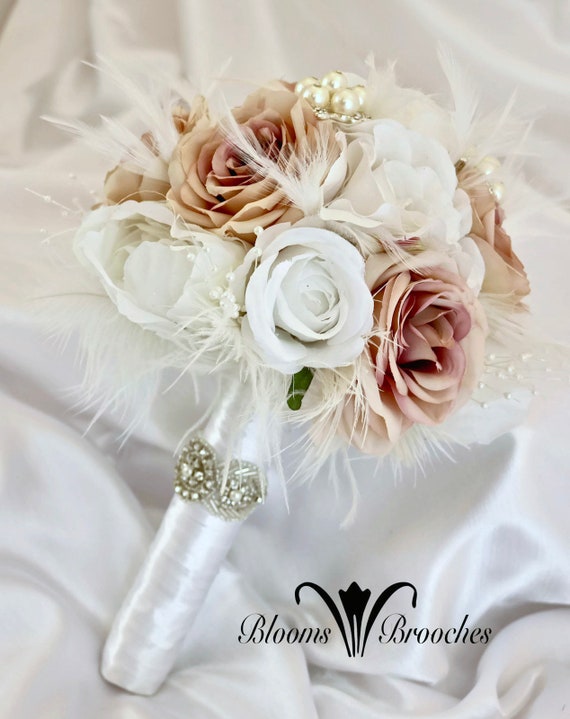 Bridal Bouquet Feather Brooch Bouquet Gatsy Wedding Wedding Etsy