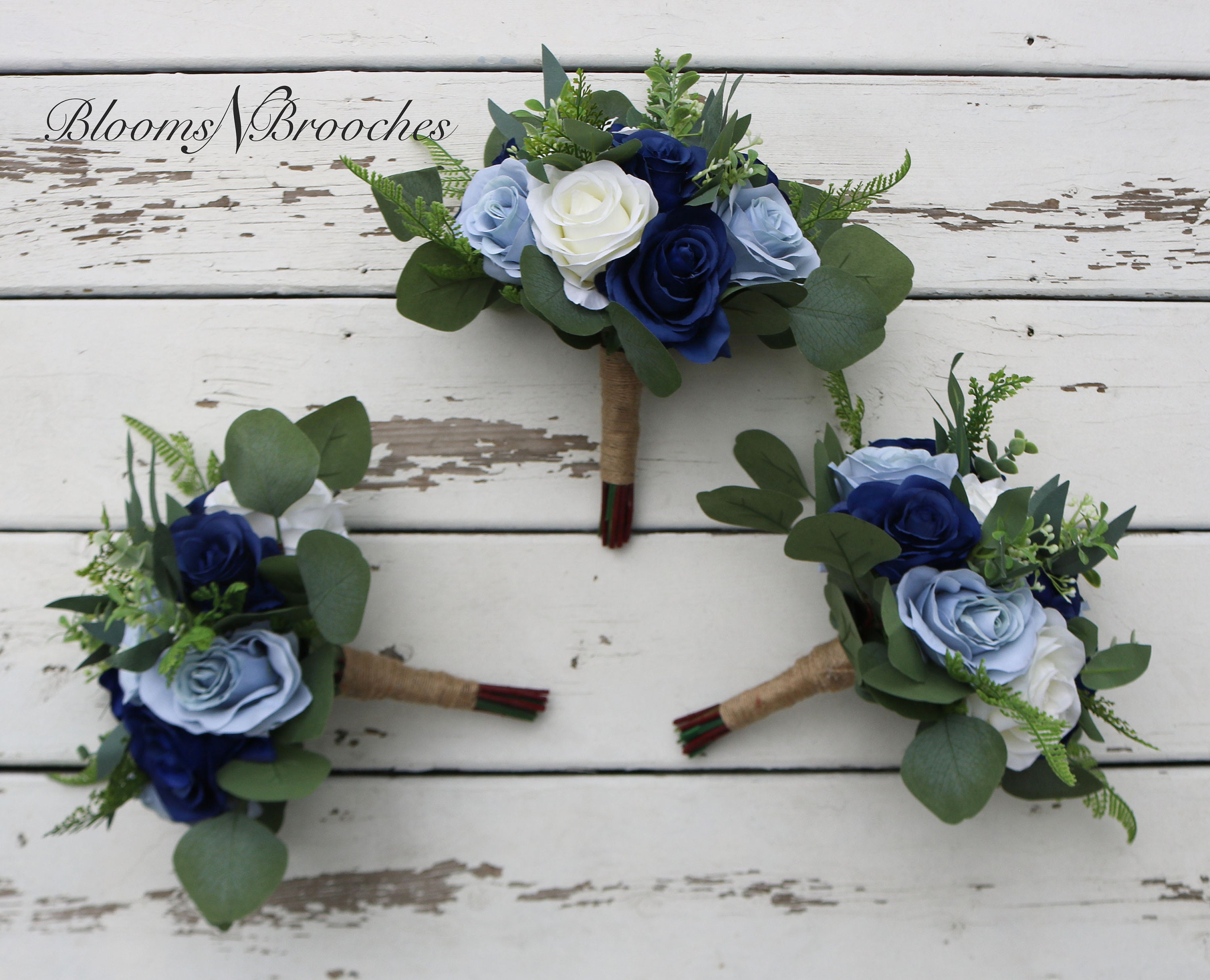 Navy Blue Wedding Bouquet/gray Bridal Boouquet/gray Wedding/blue Wedding  Set/navy Blue Wedding Bouquet/navy Blue Boutonniere -  UK