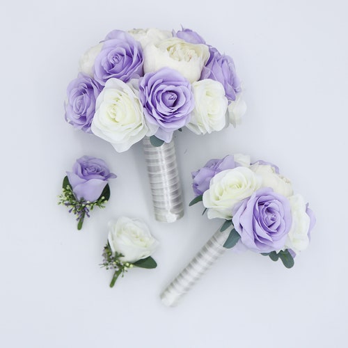 Wedding Silk Flower Bridal Bouquets Package Calla Lily Black Etsy Canada