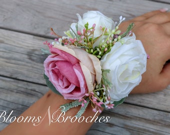 Blumen Handgelenk Corsage, Hochzeit Corsage, Abschlussball Corsage, Brautjungfern Corsage, Mutter der Braut Corsage