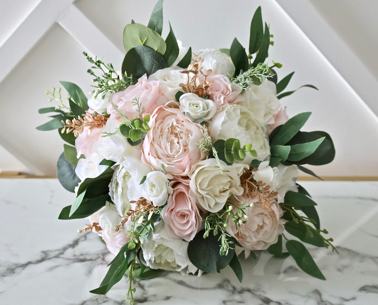 Blush Gold Ivory Bridal Bouquets Wedding Bouquet Faux Boho Etsy