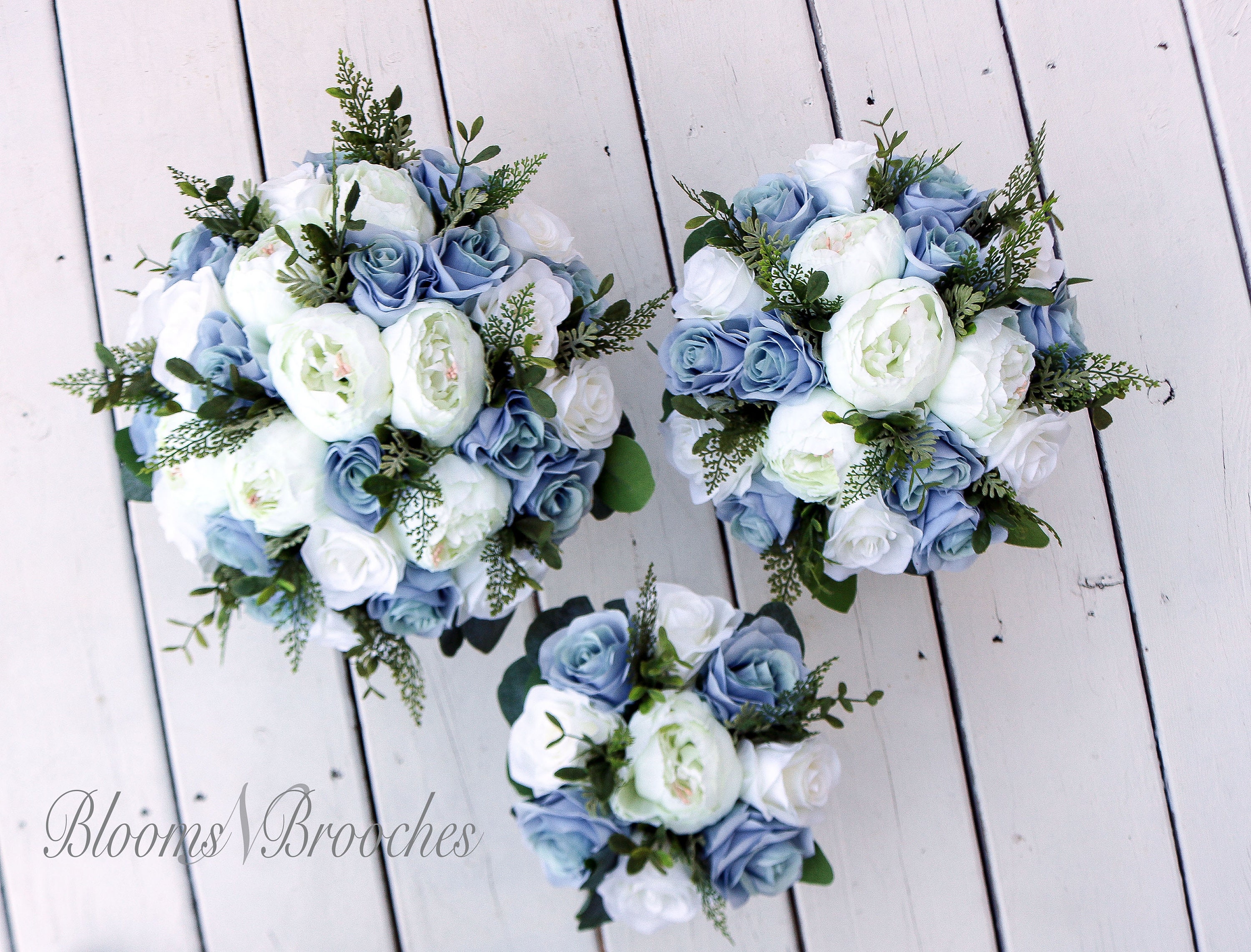 Something Blue Paper Flower Wedding Bouquet- bridal, bridesmaid, origa –  Dana's Paper Flowers