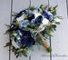 Wedding bouquet, Navy, Dusty Blue  and  Ivory Bridal bouquet, Wedding Flowers, Boho Wedding, Corsage, bridal Flower Package 