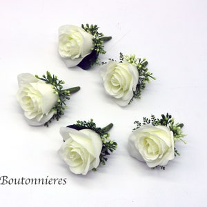 Wedding Bouquet Flowers, Blush Pink and Ivory Bridal and Bridesmaids Bouquets, Artificial wedding boutonniere corsages and bouquets image 6