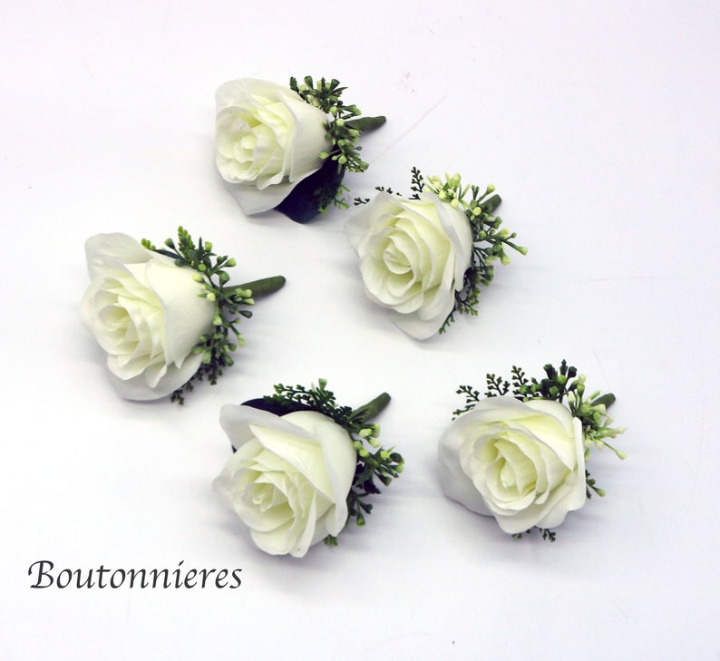 Wedding Bouquet Flowers, Blush Pink and Ivory Bridal and Bridesmaids Bouquets, Artificial wedding boutonniere corsages and bouquets image 6