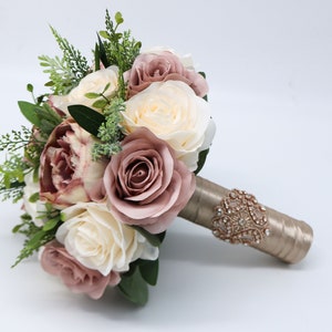 Dusty Rose Wedding Bouquet, Bridal Bouquet, Artificial Wedding Flowers, Bridesmaid Bouquets, Corsage, bridal Flower Package, silk bouquet