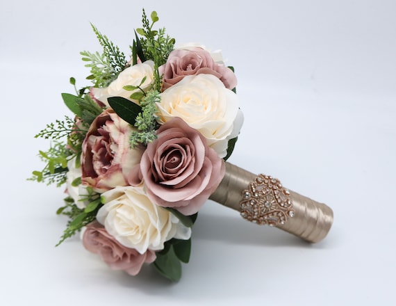 Dusty Rose Wedding Bouquet, Bridal Bouquet, Artificial Wedding