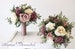 Dusty Rose, mauve  and  Ivory Wedding Bouquet, Wedding Flowers, Bridesmaid Bouquets, Corsage, bridal Flower Package 