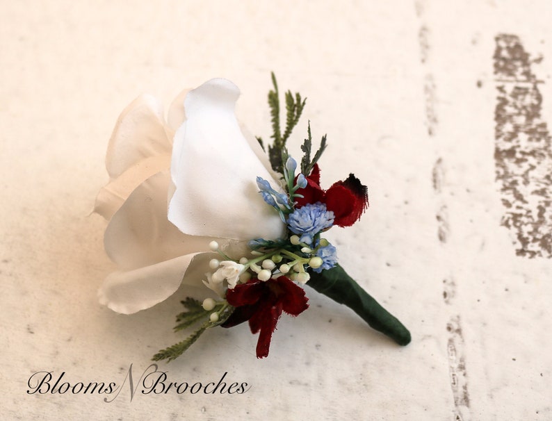 Bridesmaid Bouquets Wine Blue bridal Flower Package Bouquets Wedding Flowers and Ivory Wedding Bouquet Bridal Bouquets Corsage