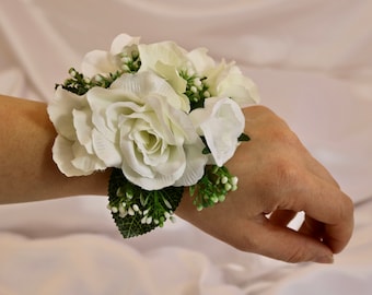 Wrist corsage, Blush wrist corsage, wedding corsage, Prom corsage, bridesmaid corsage, mother of the bride corsage