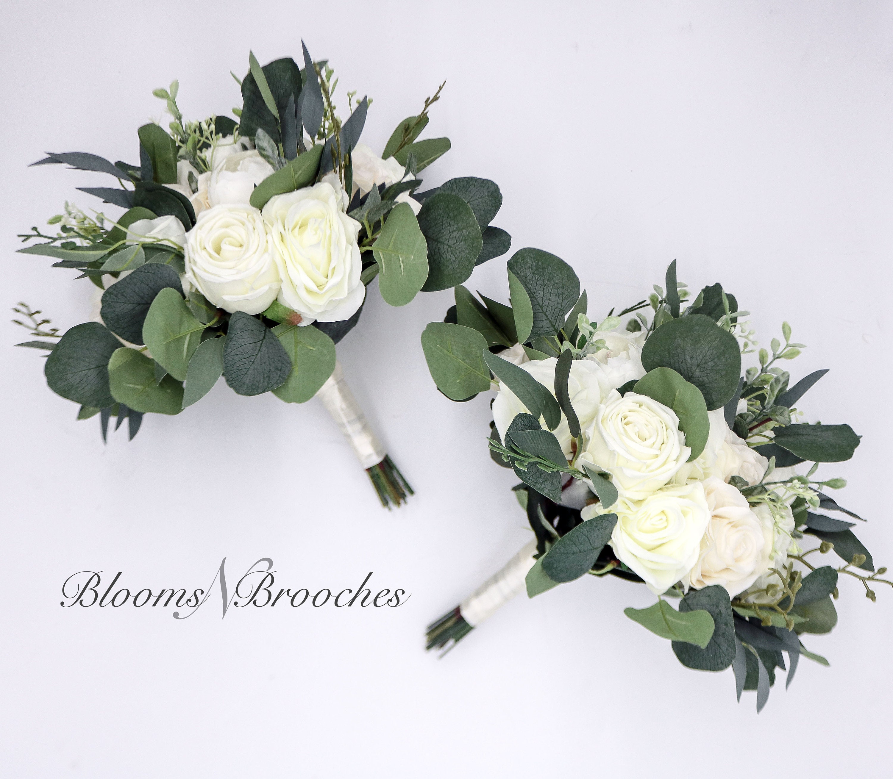 Ramo pequeño de flores preservadas color mostaza y greenery - Small  greenery bouquet with mustard flowers and eucalyptus - wedding bouquet