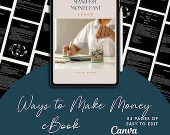 Libro electrónico "Cómo ganar dinero", plantilla editable de Canva (descarga digital)