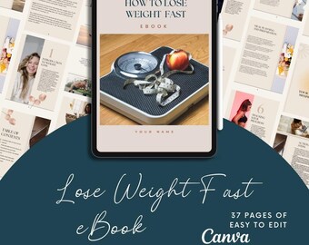 Libro electrónico "Baja de peso rápido", plantilla editable de Canva (descarga digital)