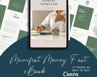 Libro electrónico "Manifiesta tu dinero rápidamente", plantilla editable de Canva (descarga digital)