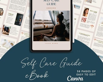 Self-Care Guide eBook, Editable Canva Template (Digital Download)