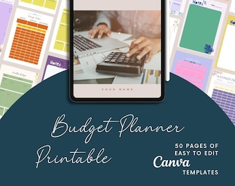 Plantilla de Canva imprimible y editable para planificador de presupuesto (descarga digital)