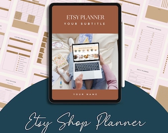 Planificador de tienda de Etsy, plantilla editable de Canva (descarga digital)