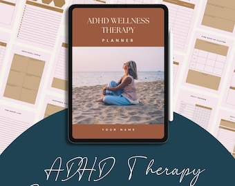 Planificador de bienestar para el TDAH, plantilla de terapia editable (descarga digital)