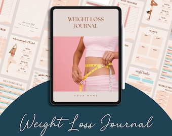 Diario de pérdida de peso, plantilla editable de Canva (descarga digital)