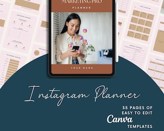 Planificador de marketing de Instagram, plantilla editable de Canva (descarga digital)