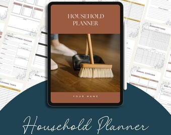 Plantilla de Canva para planificador de hogar, descarga digital editable