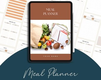 Plantilla editable de Canva para planificador de comidas (descarga digital)