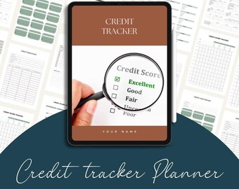 Planificador de seguimiento de crédito editable, plantilla de Canva (descarga digital)