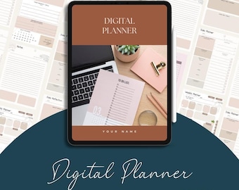 Planificador digital neutral, plantilla editable de Canva (descarga digital)