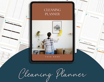 Planificador de limpieza editable, plantilla de Canva (descarga digital)