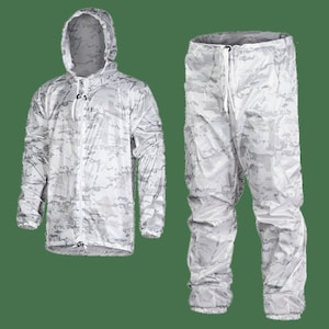 Multicam Alpine - White Snow Camouflage Masking Suit | Hunting waterproof Winter Snow Suit Clothing Ultra-Thin and light Windbreaker
